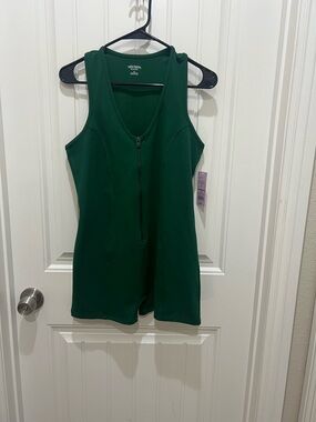 wild fable Forest Green Zip-Front Tank Romper